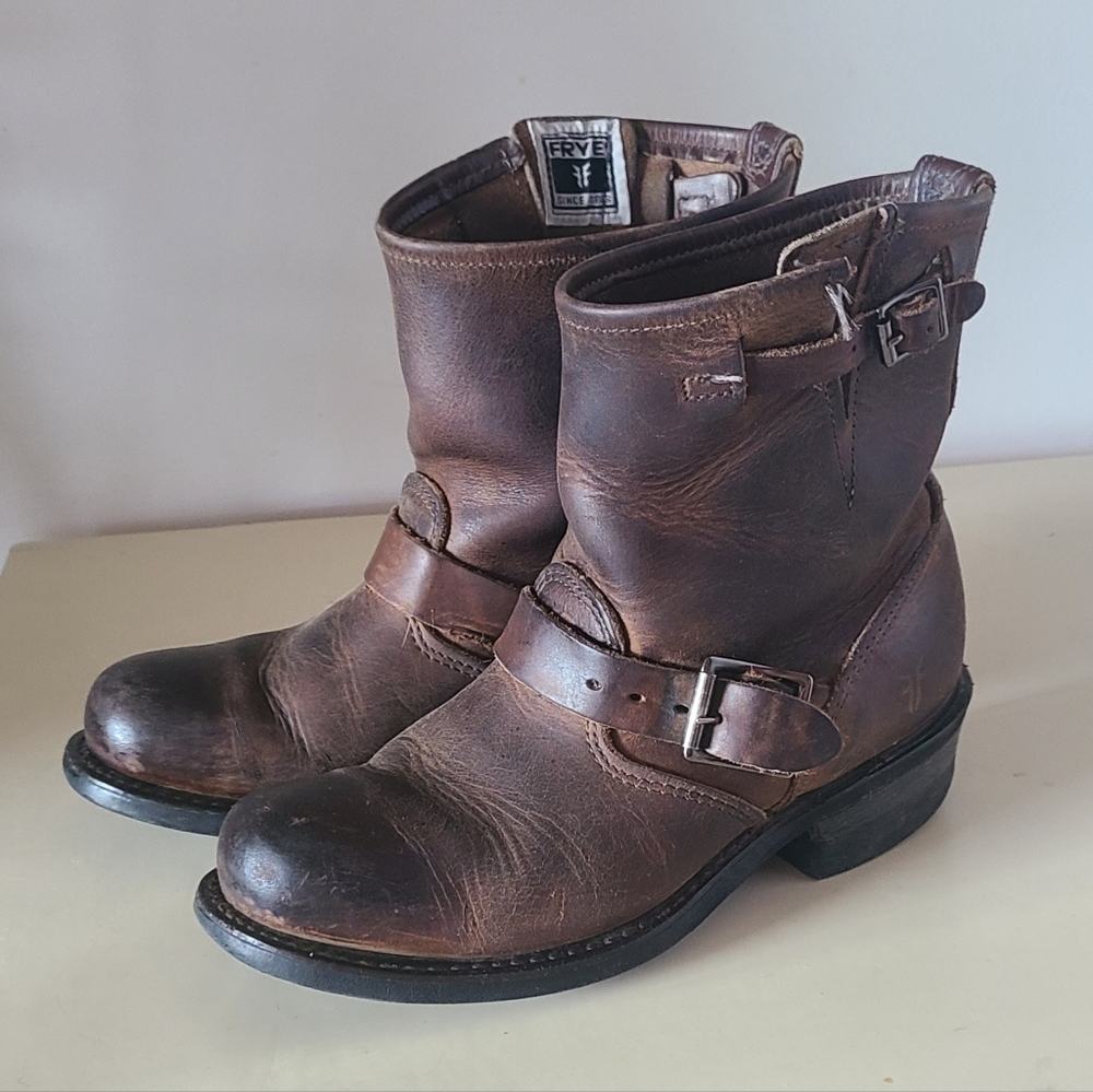 Frye brown engineer boots, size 6.5